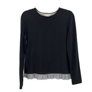 Kate Spade Broome Street Pullover Women Small Black White Long Sleeve Top